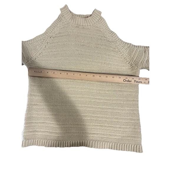 Tularosa Revolve Cream Chunky Knit Cold Shoulder Cotton Sweater Size Sm Preppy - Picture 5 of 7